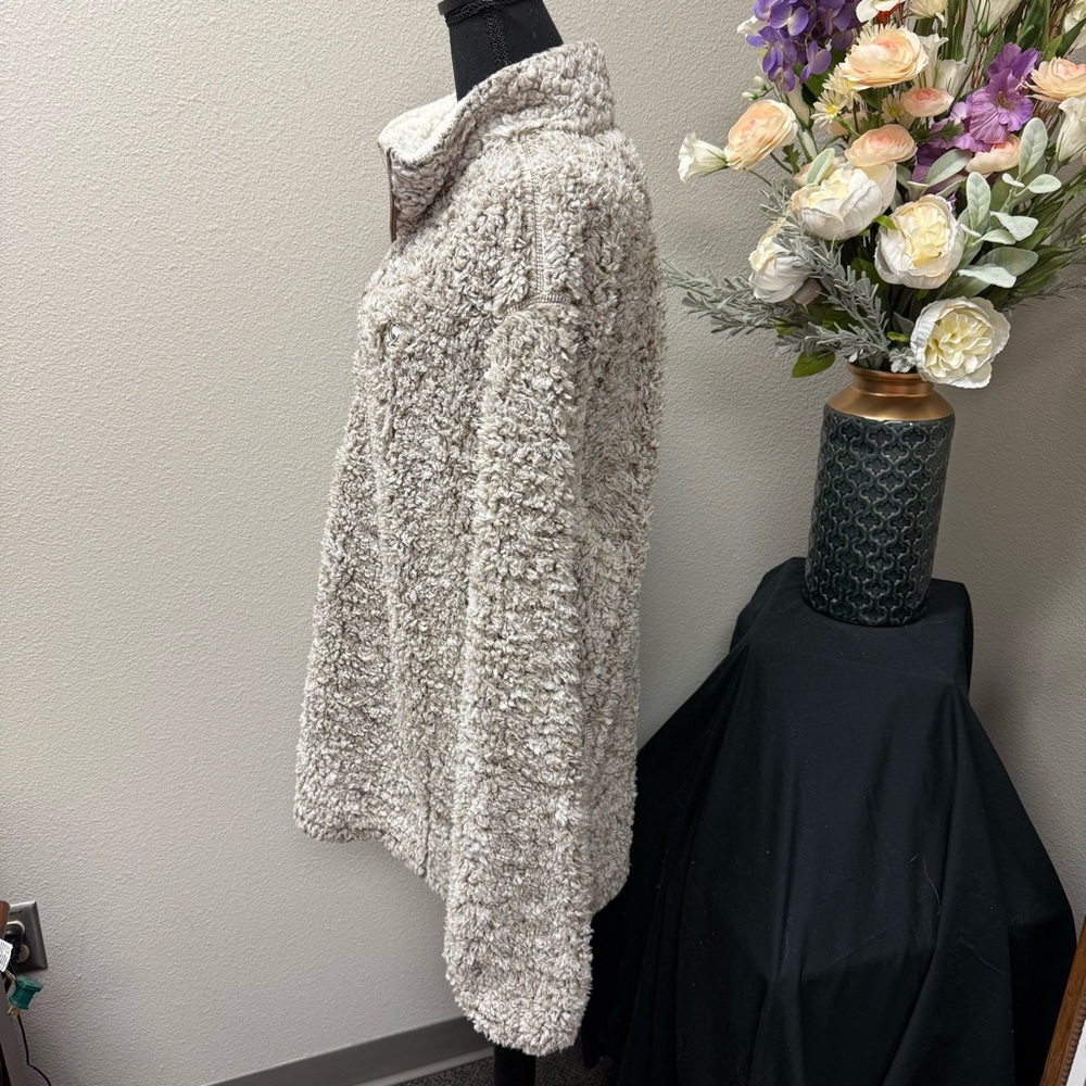 Southern Shirt Co XXL Sherpa Quarter Zip Pullover Fleece Taupe Gray Cozy Winter - Picture 4 of 11